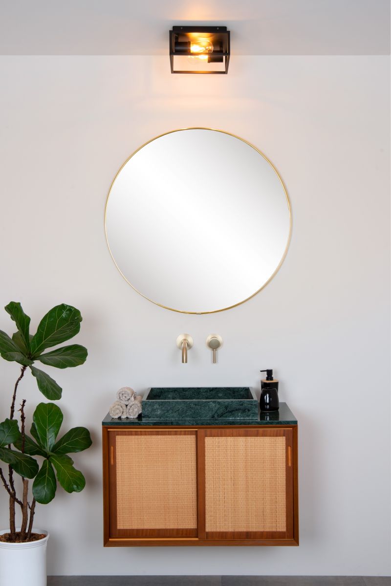 Lucide CARLYN - Zapustené stropné svietidlo Kúpeľňa - 2xE14 - IP54 - Čierna